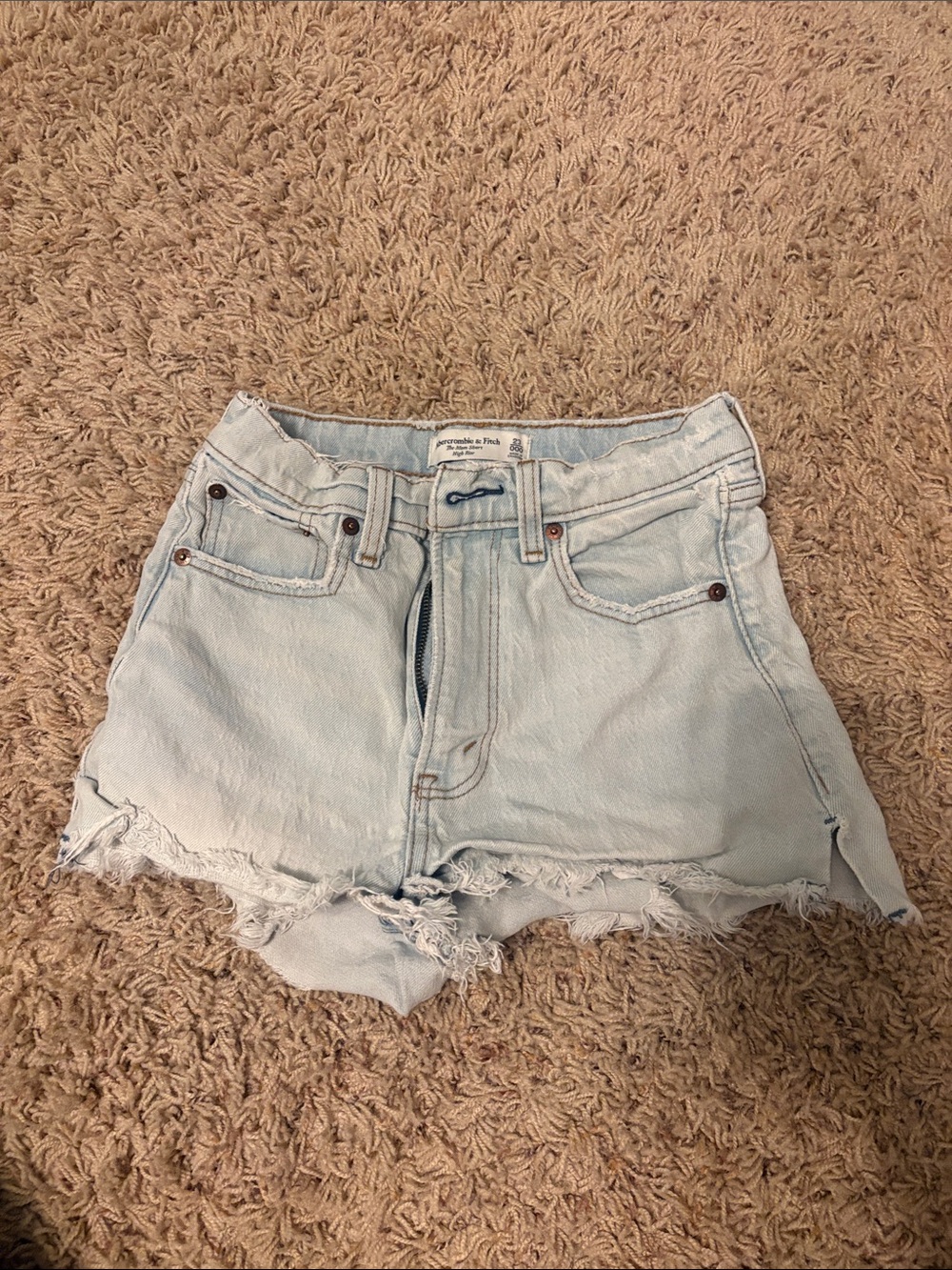 Abercrombie & Fitch Light Blue Distressed Denim Shorts